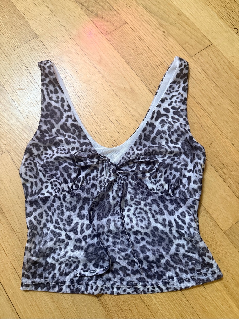 Leopard Print Tie-Front Women’s Tank Top - Gray